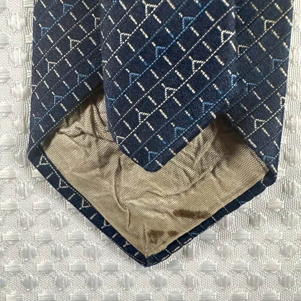 Vintage Jacques Monet Navy Blue Geometric Pattern Silk Necktie